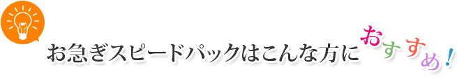 お急ぎスピードパックはこんな方におすすめ