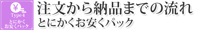 注文から納品までの流れ。とにかくお安くパック